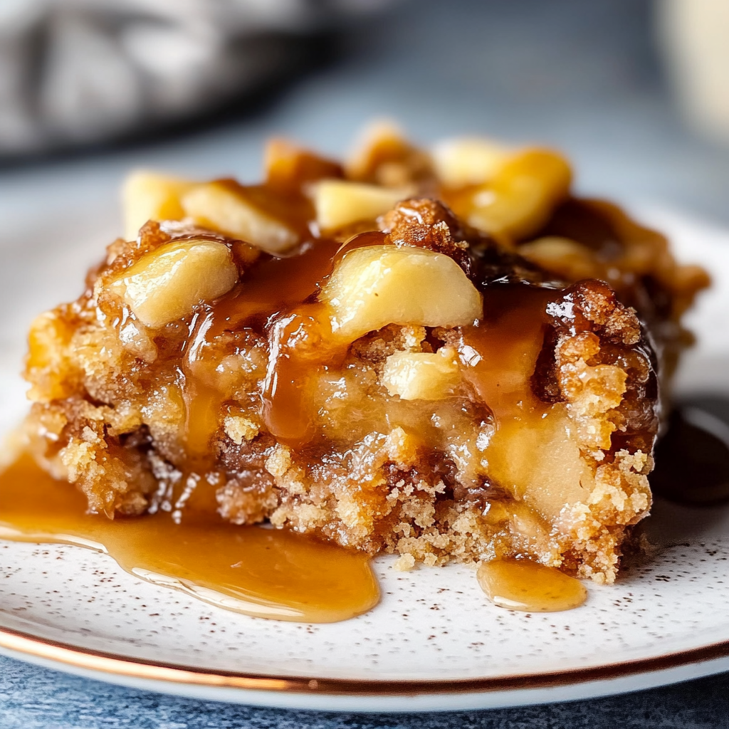 Recipe preparation for Crockpot Caramel Apple Dump Cake