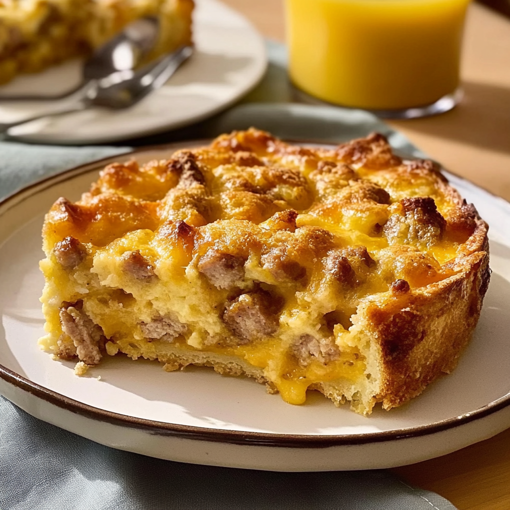 Recipe preparation for Sausage & Cheese Biscuit Casserole