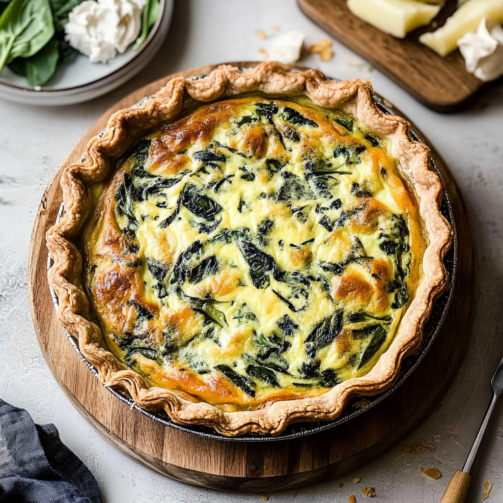 Recipe preparation for Flaky Gluten-Free Quiche with Spinach & Leeks
