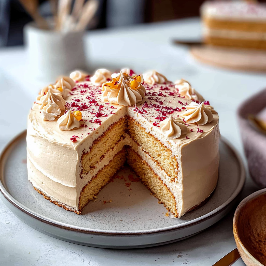 Recipe preparation for Pillowy Coconut Flour Vanilla Layer Cake