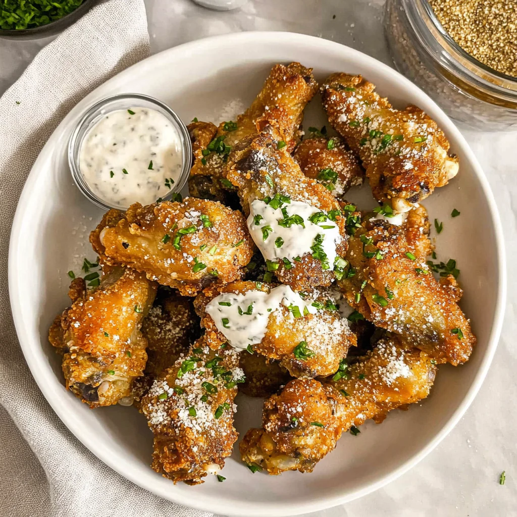 Recipe preparation for Garlic Parmesan Chicken Wings