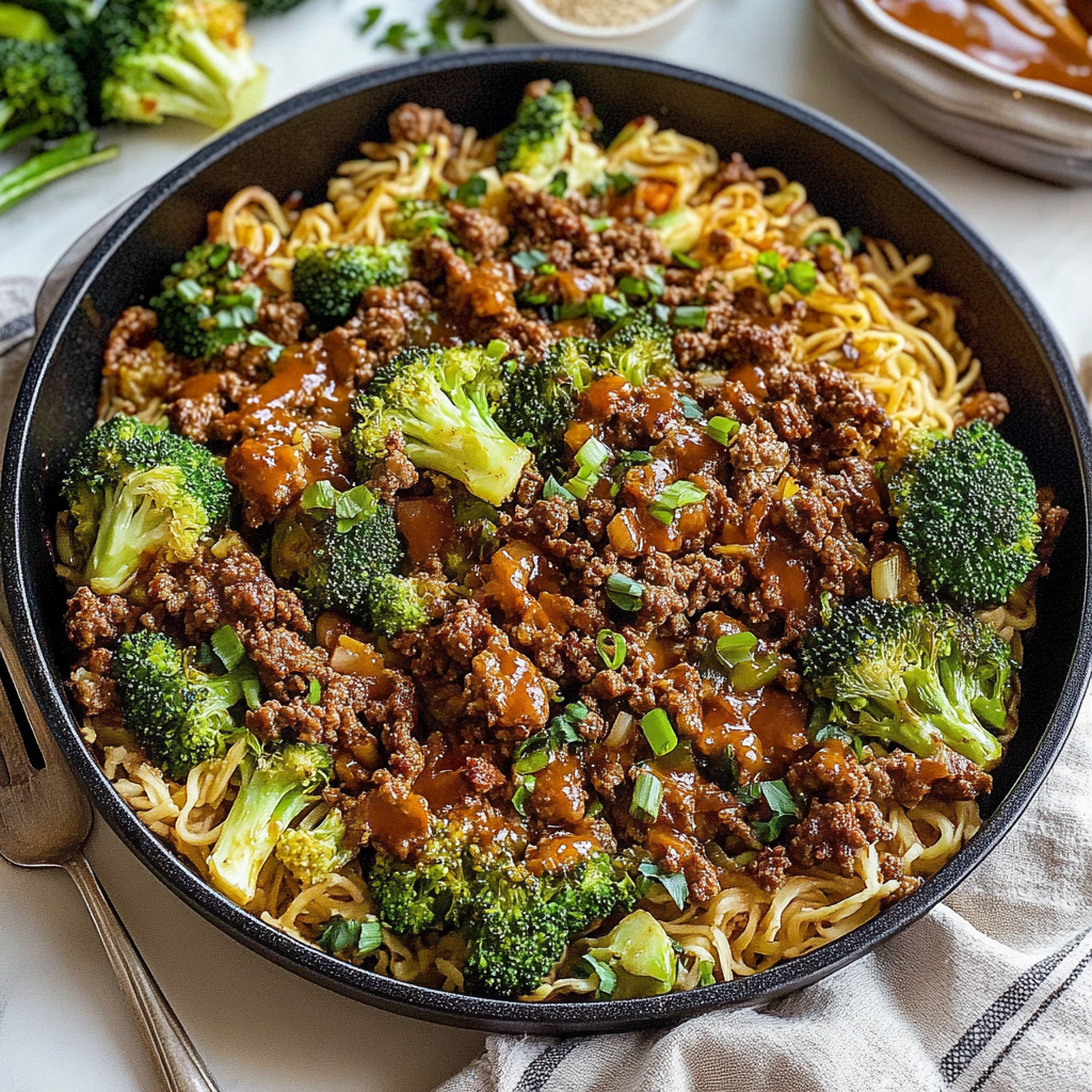 Recipe preparation for Ground Beef & Broccoli (15-Minute Dinner!)