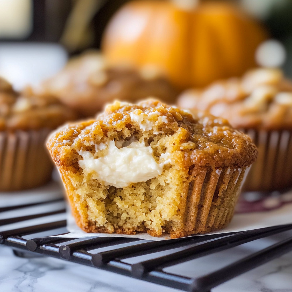 Recipe preparation for Pumpkin Cream Cheese Muffins
