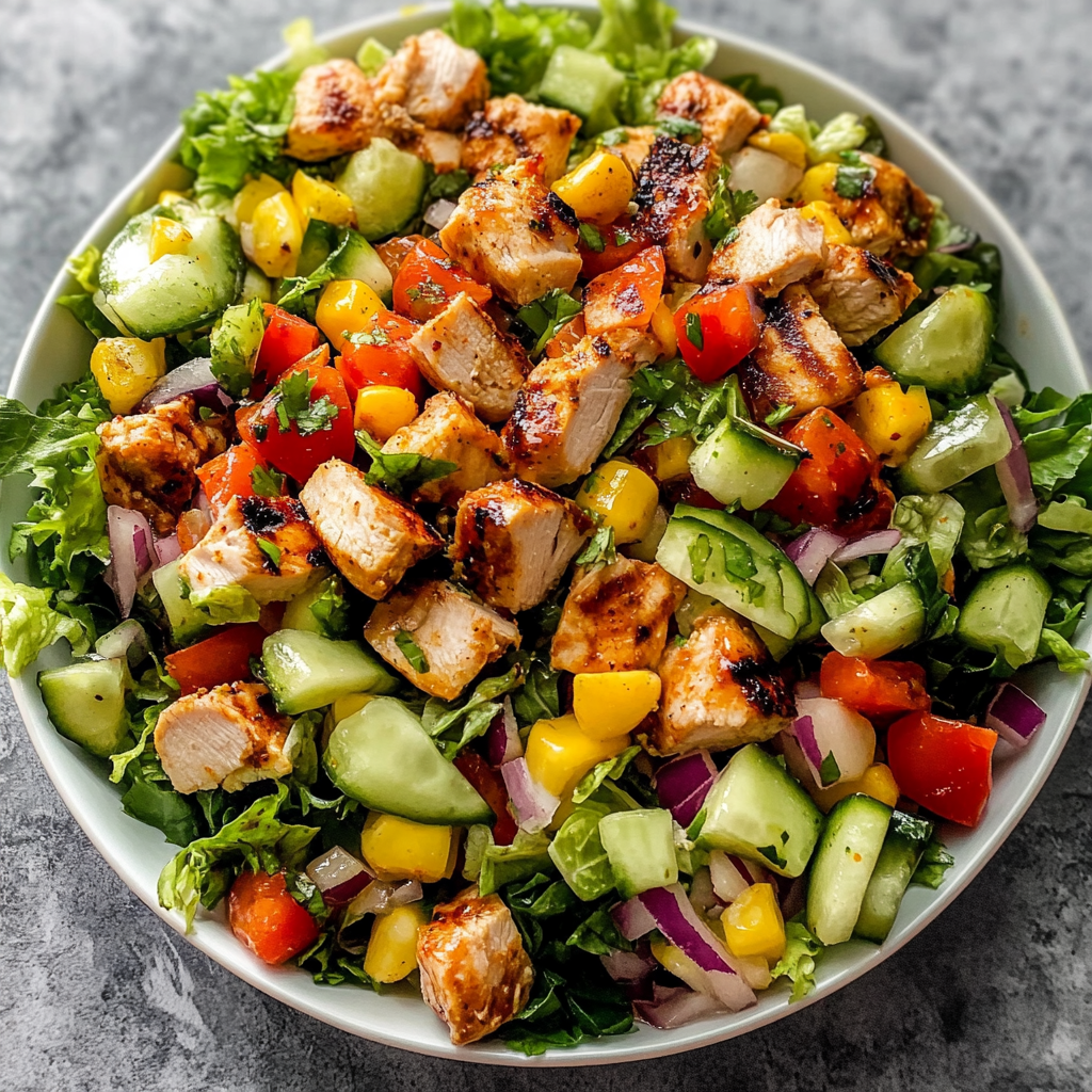 Recipe preparation for BBQ Chicken Chopped Salad