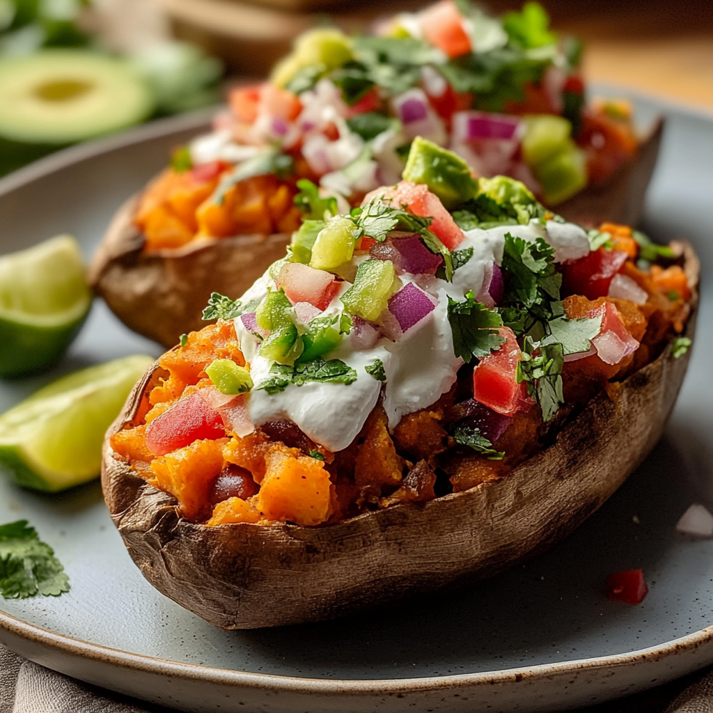 Recipe preparation for Mexican Stuffed Sweet Potatoes