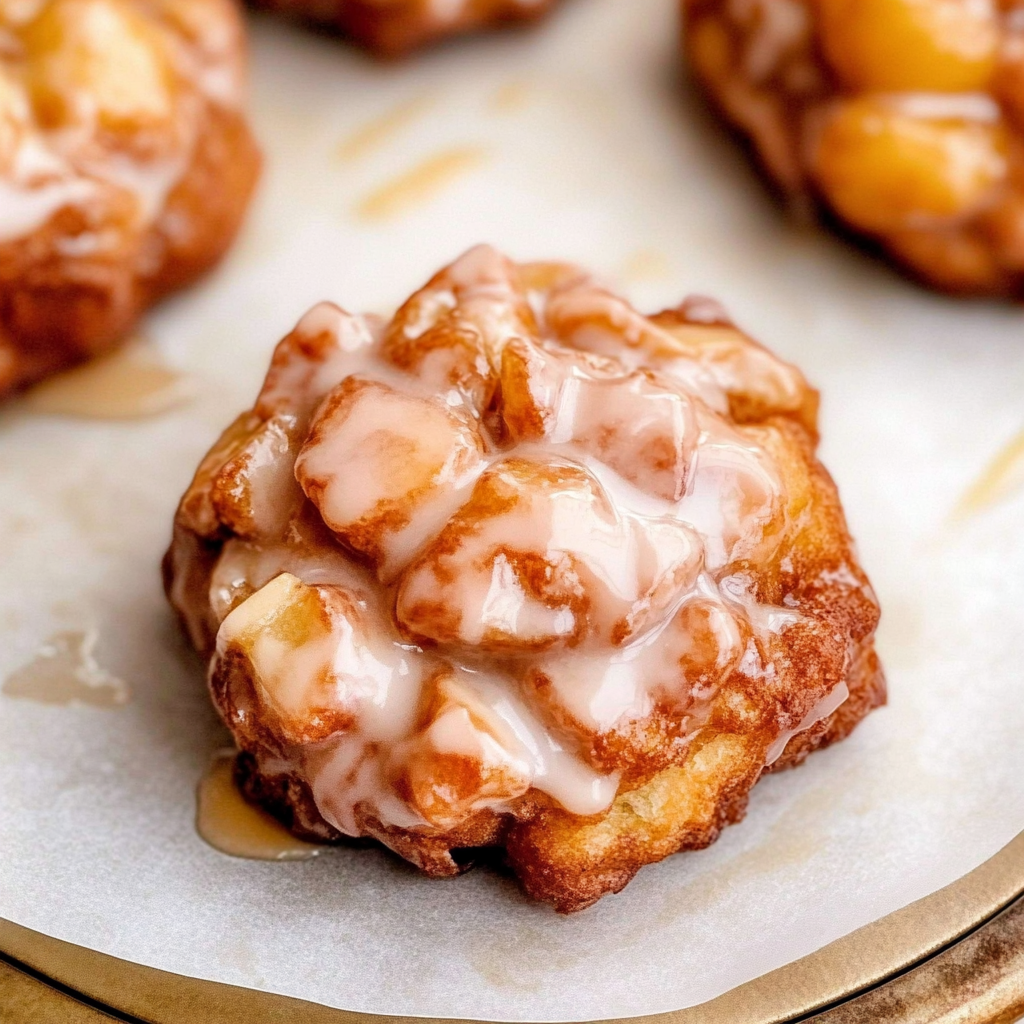 Recipe preparation for baked apple fritters with glaze