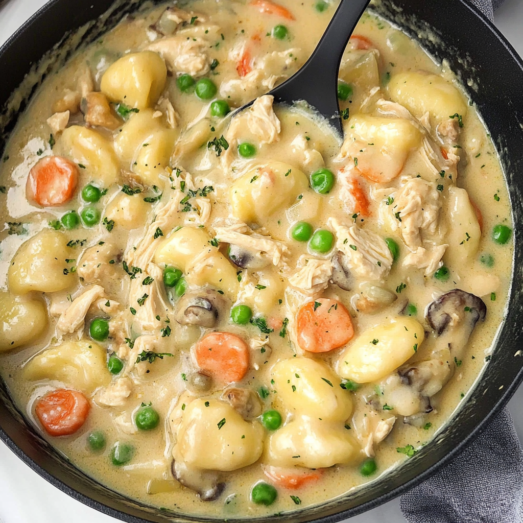 Recipe preparation for gnocchi chicken pot pie