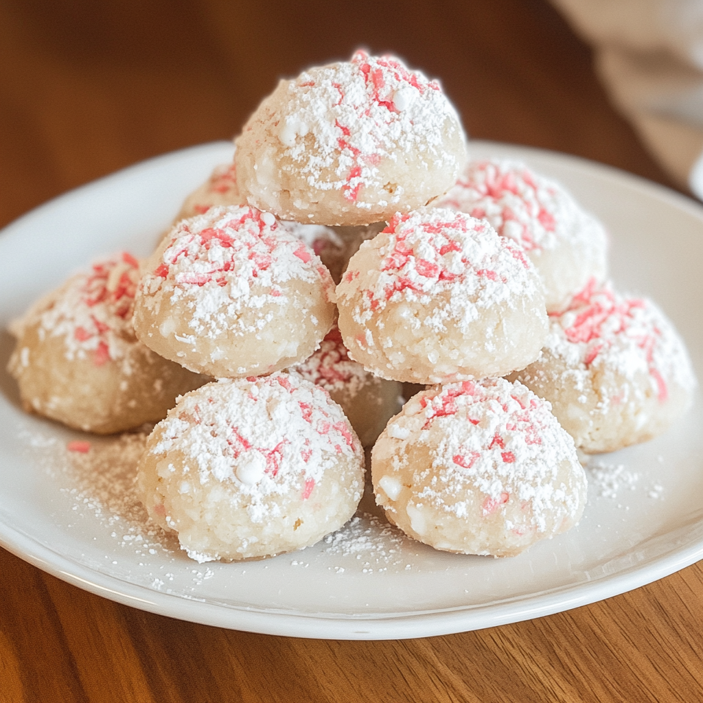 Recipe preparation for peppermint snowball cookies