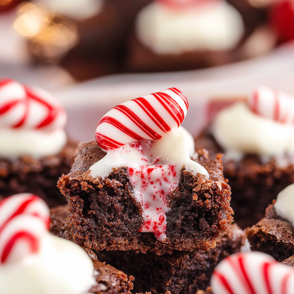 Recipe preparation for candy cane kiss brownie bites