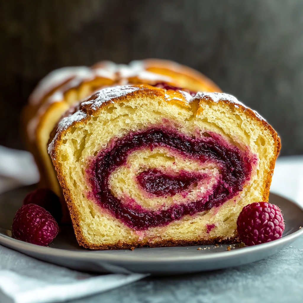Recipe preparation for raspberry swirl brioche loaf