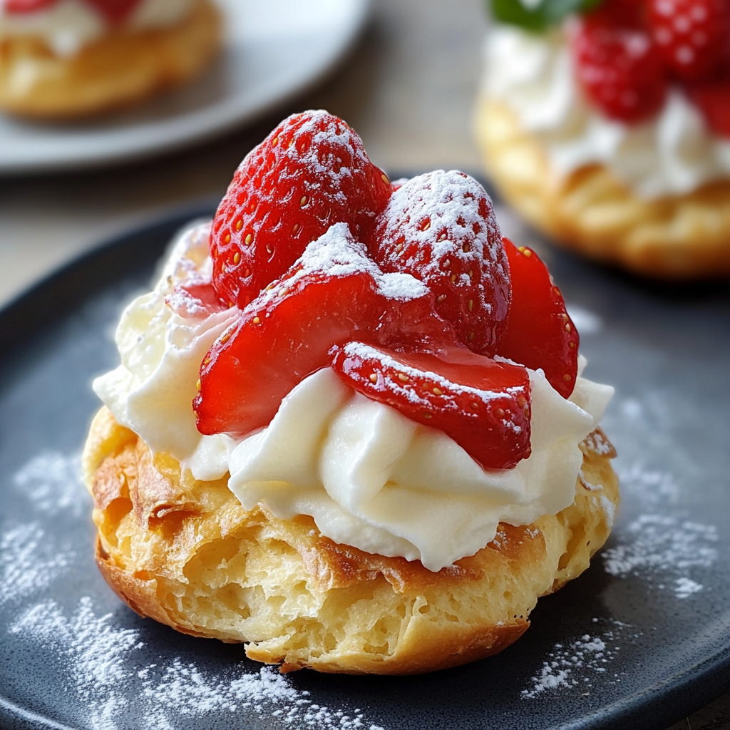 Recipe preparation for strawberry cream puffs