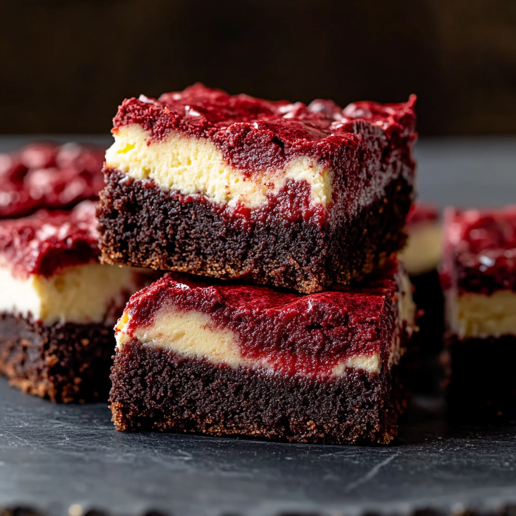 Recipe preparation for red velvet cheesecake brownies