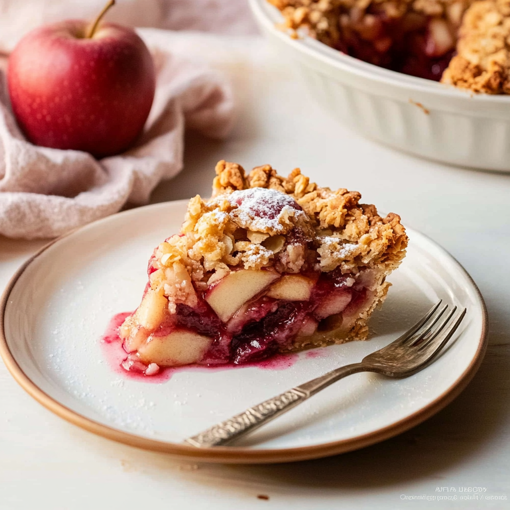 Recipe preparation for Cranberry Apple Crumble Bake