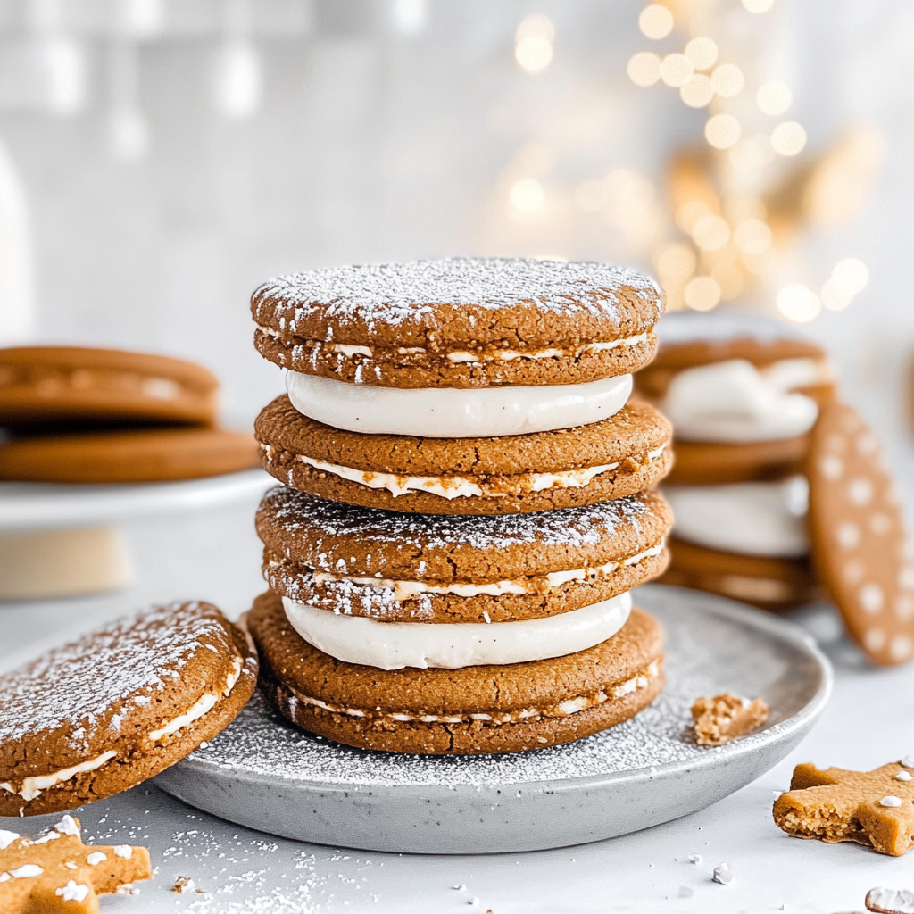 Recipe preparation for Gingerbread Hot Cocoa Cookie Sandwiches