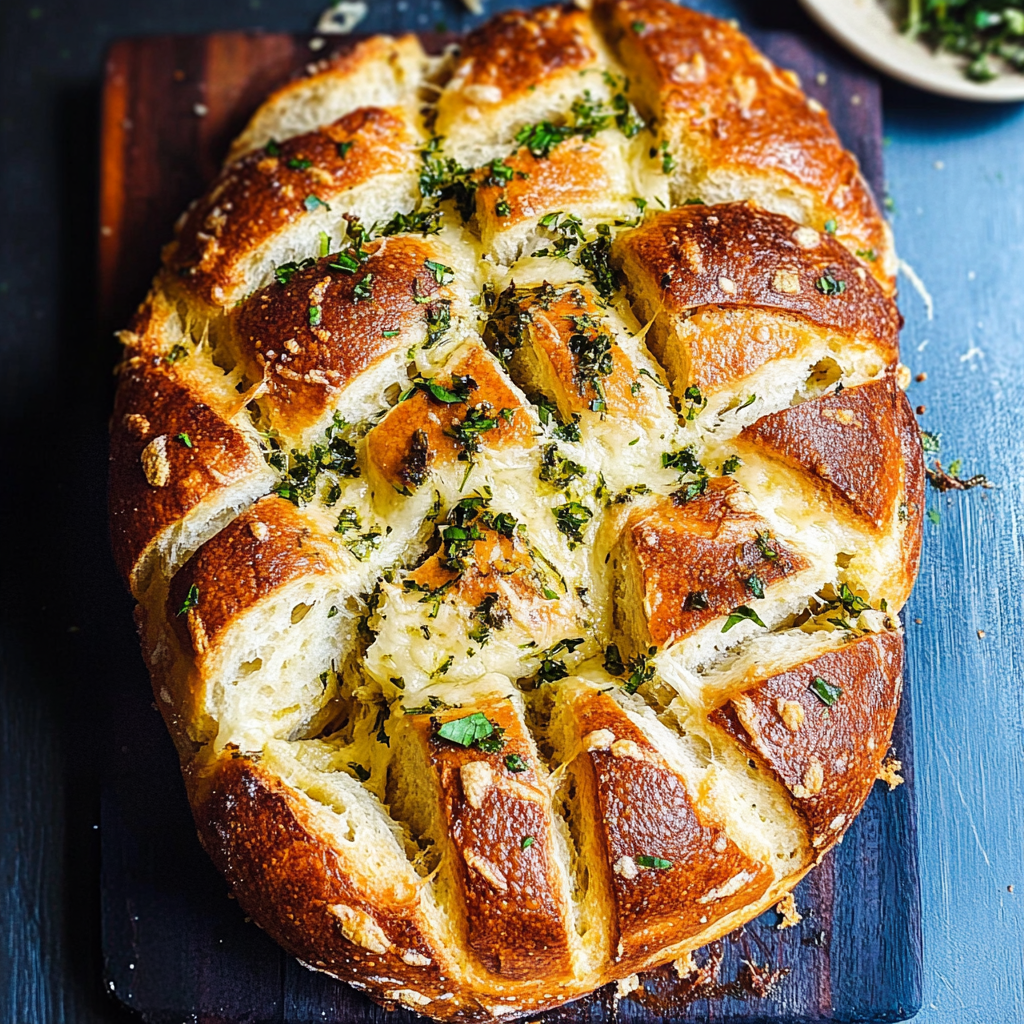 Recipe preparation for Cheesy Garlic Pull-Apart Bread