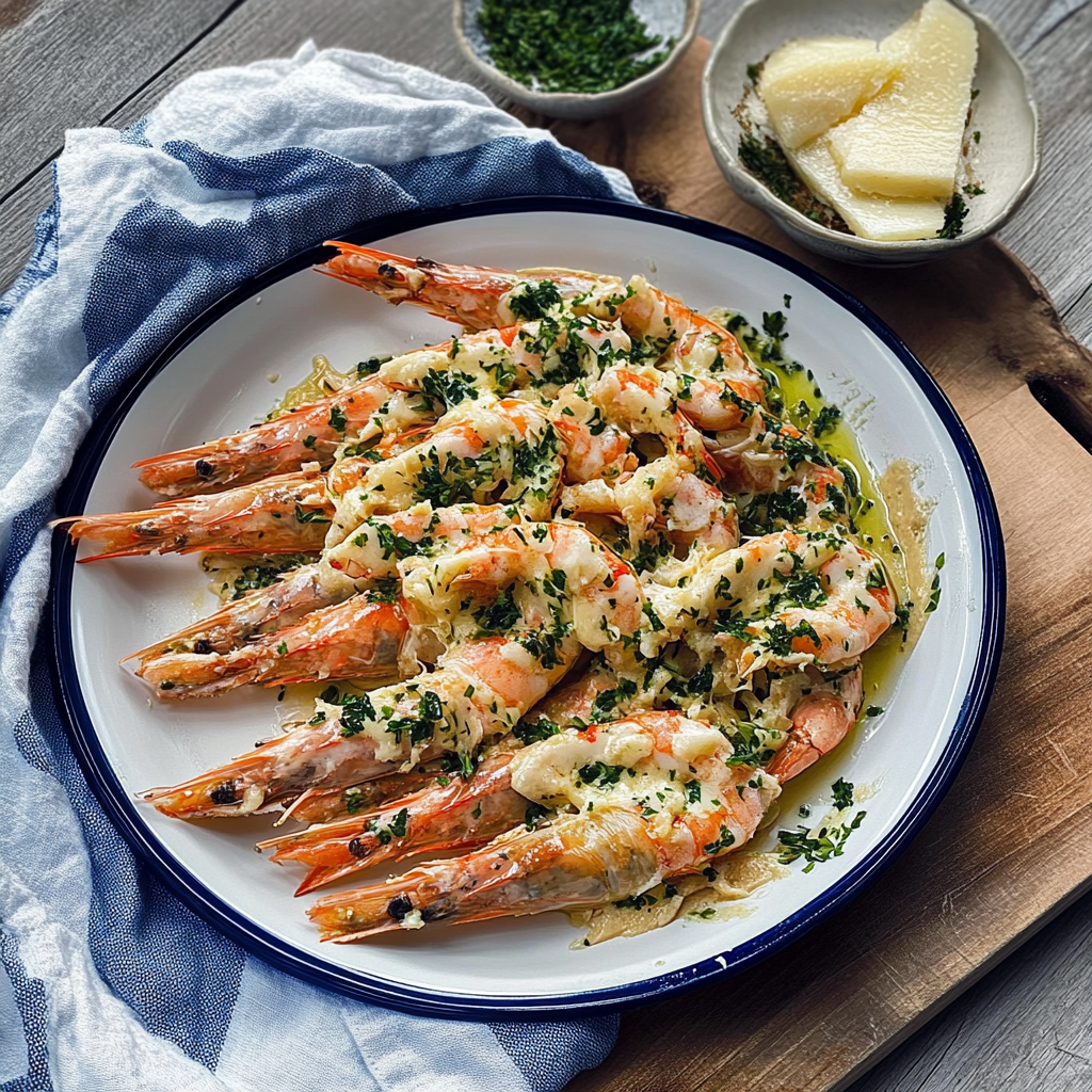 Recipe preparation for Garlic Butter Butterflies Shrimp