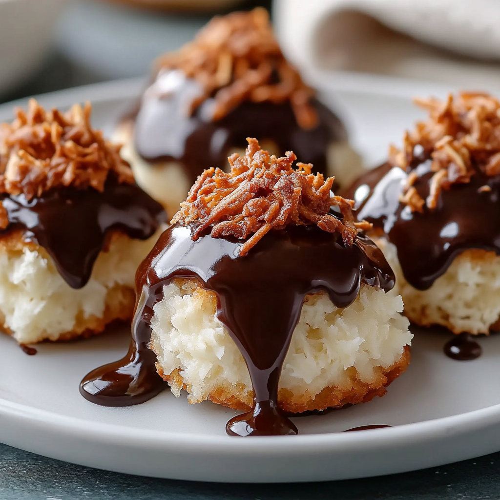 Recipe preparation for Coconut Macaroon Chocolate Blossoms