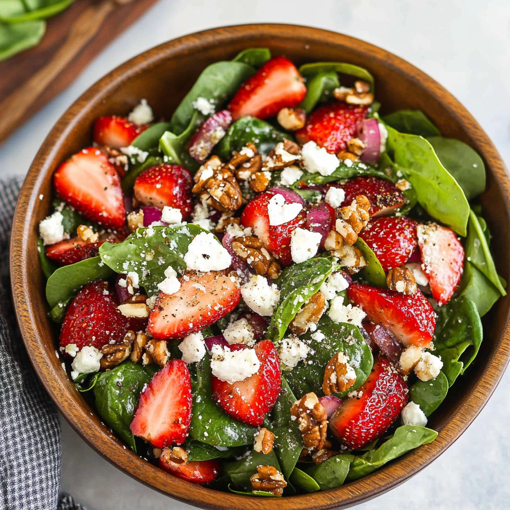 Recipe preparation for Strawberry Spinach Salad