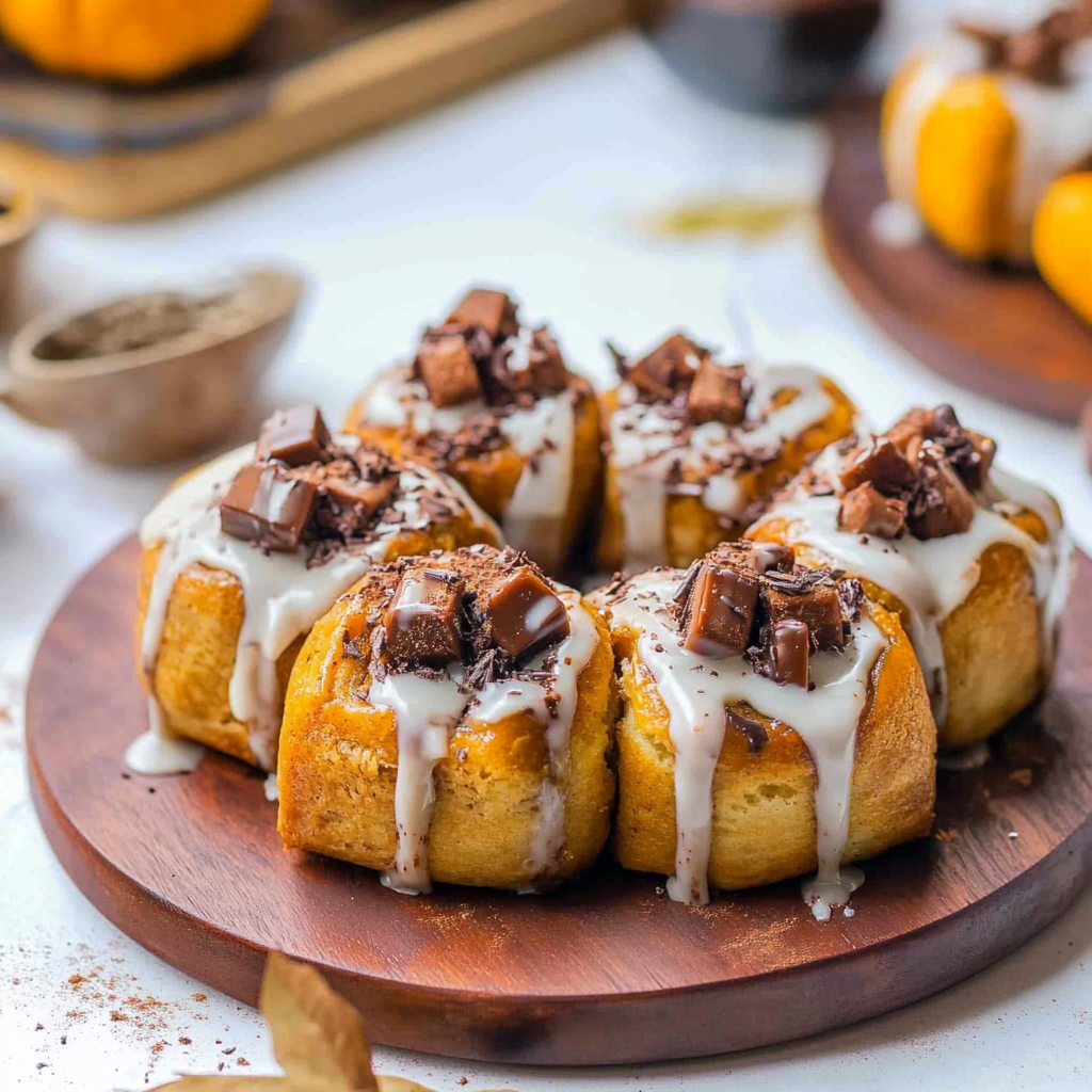 Recipe preparation for Pumpkin-Shaped Chocolate Cinnamon Rolls