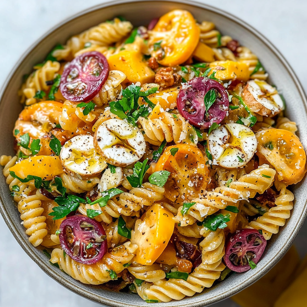 Recipe preparation for Fall Harvest Pasta Salad