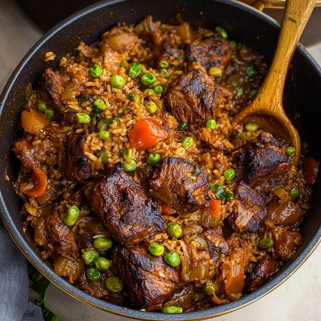 Recipe preparation for One-Pot Caribbean Oxtail Pelau