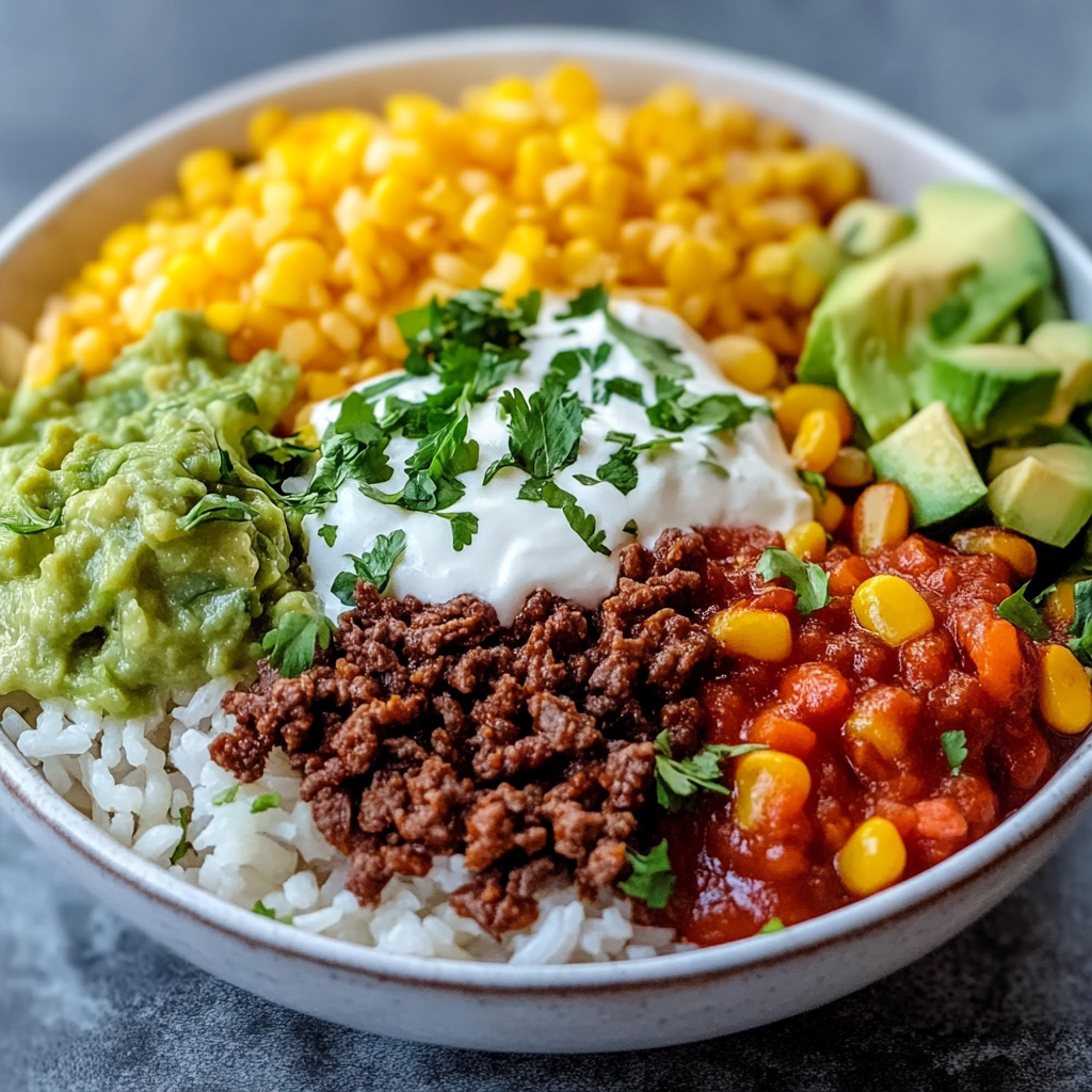 Recipe preparation for Easy Taco Rice Bowl