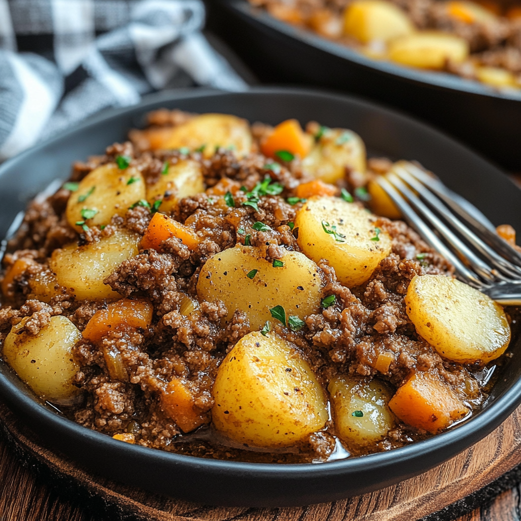 Recipe preparation for Ground Beef Hobo Casserole