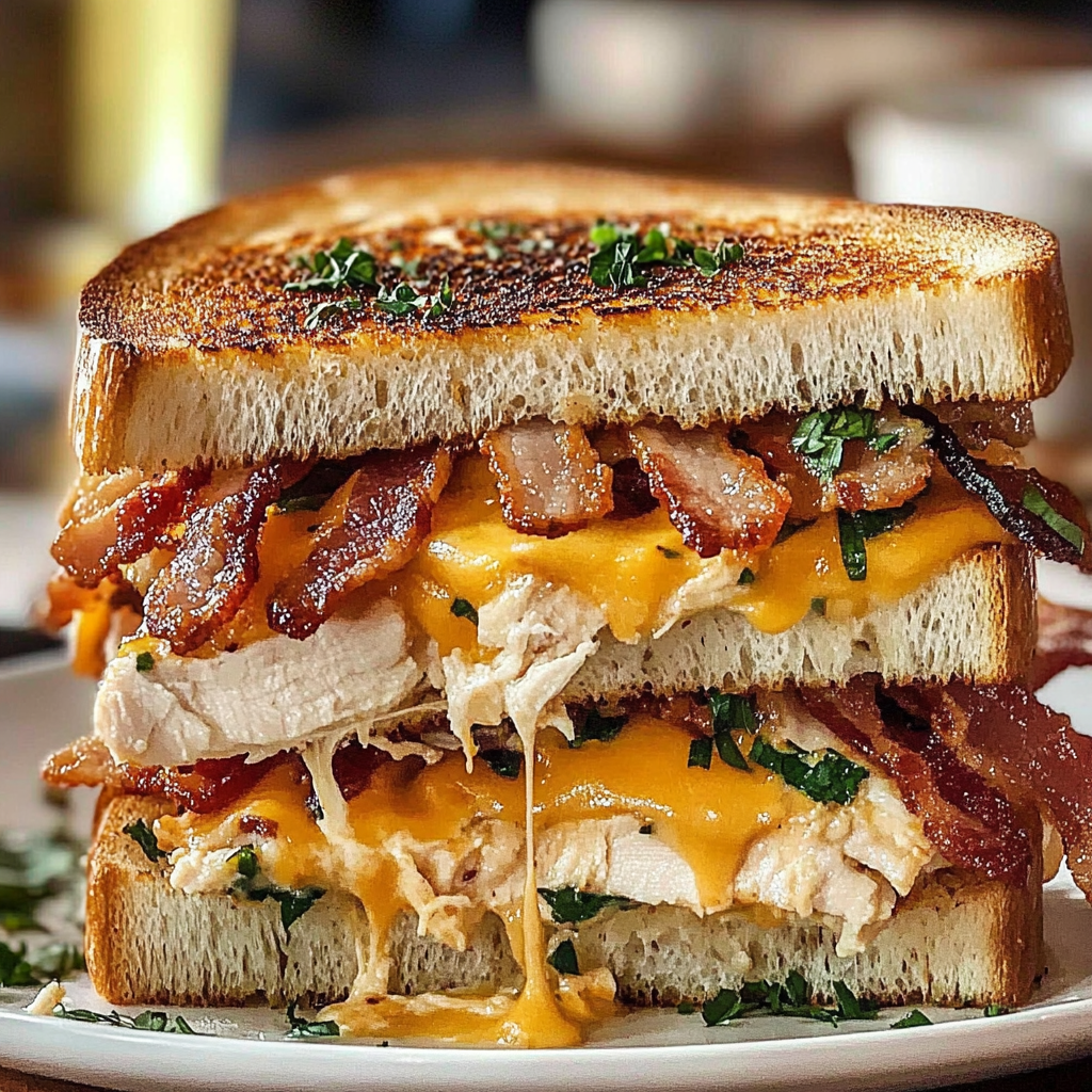 Recipe preparation for Cheddar Bacon Ranch Chicken Melt