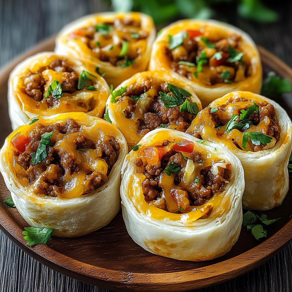 Recipe preparation for Cheesy Taco Pinwheels