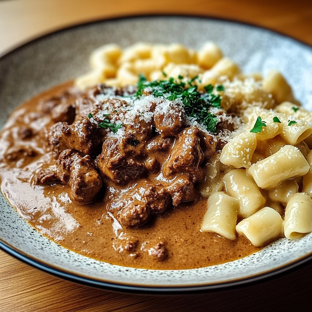 Recipe preparation for Creamy German Goulash