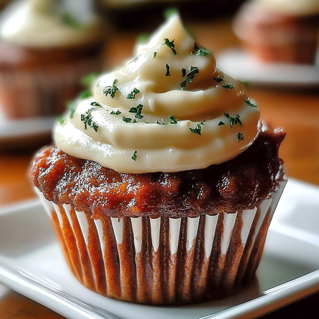 Recipe preparation for Meatloaf Cupcakes with Frosting