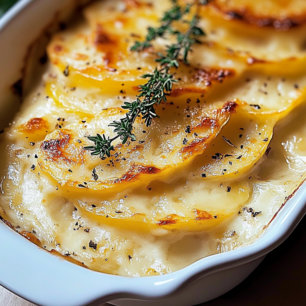 Recipe preparation for Creamy Scalloped Yukon Potatoes