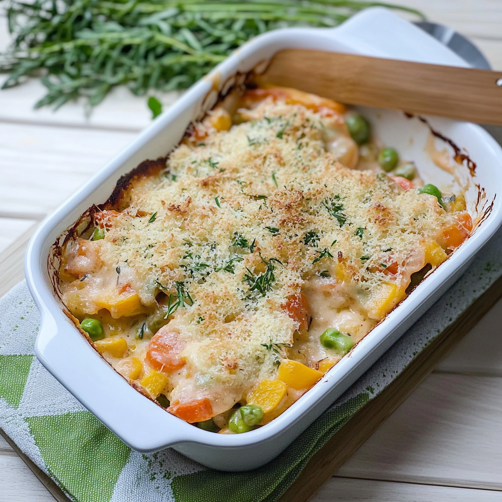 Recipe preparation for Creamy Spring Vegetable Casserole