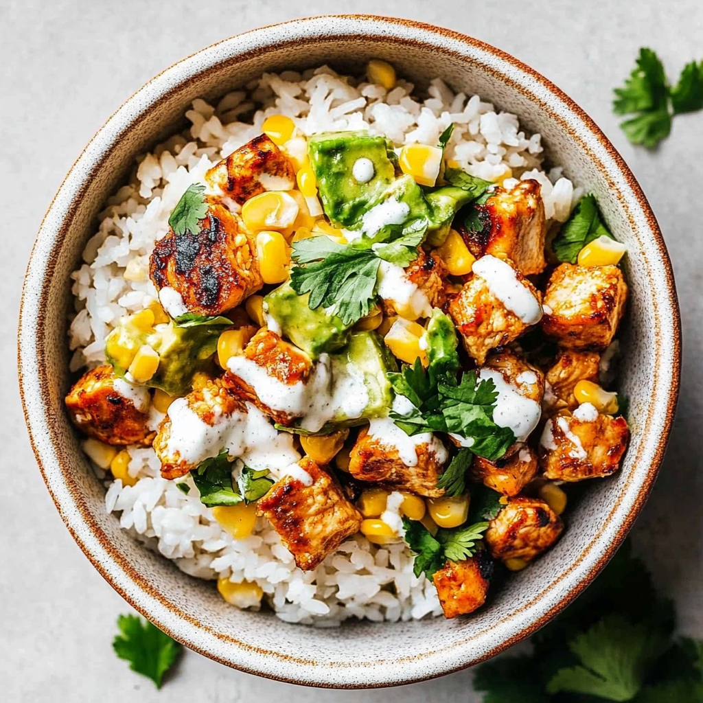 Recipe preparation for street corn chicken rice bowl
