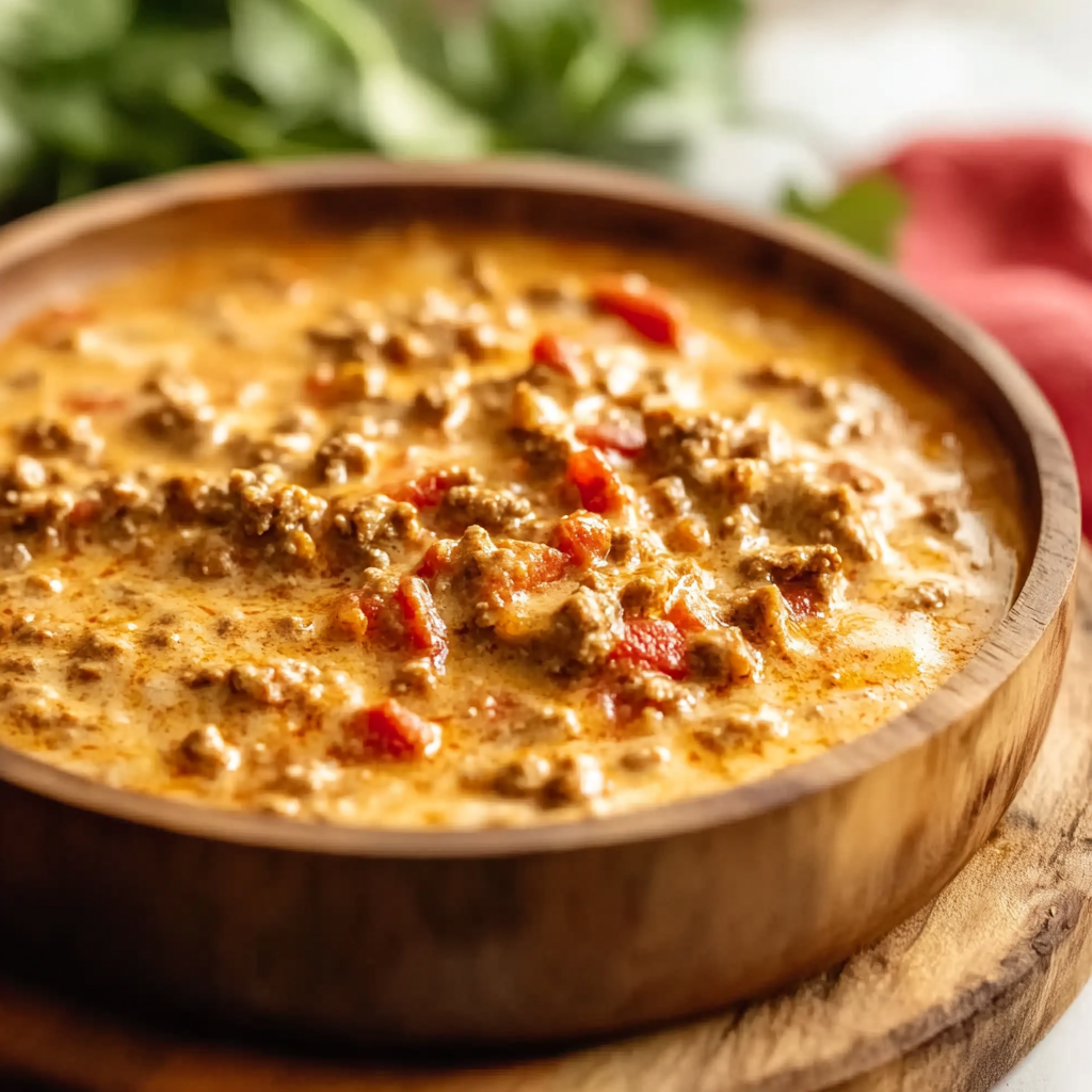 Recipe preparation for crockpot rotel dip with ground beef