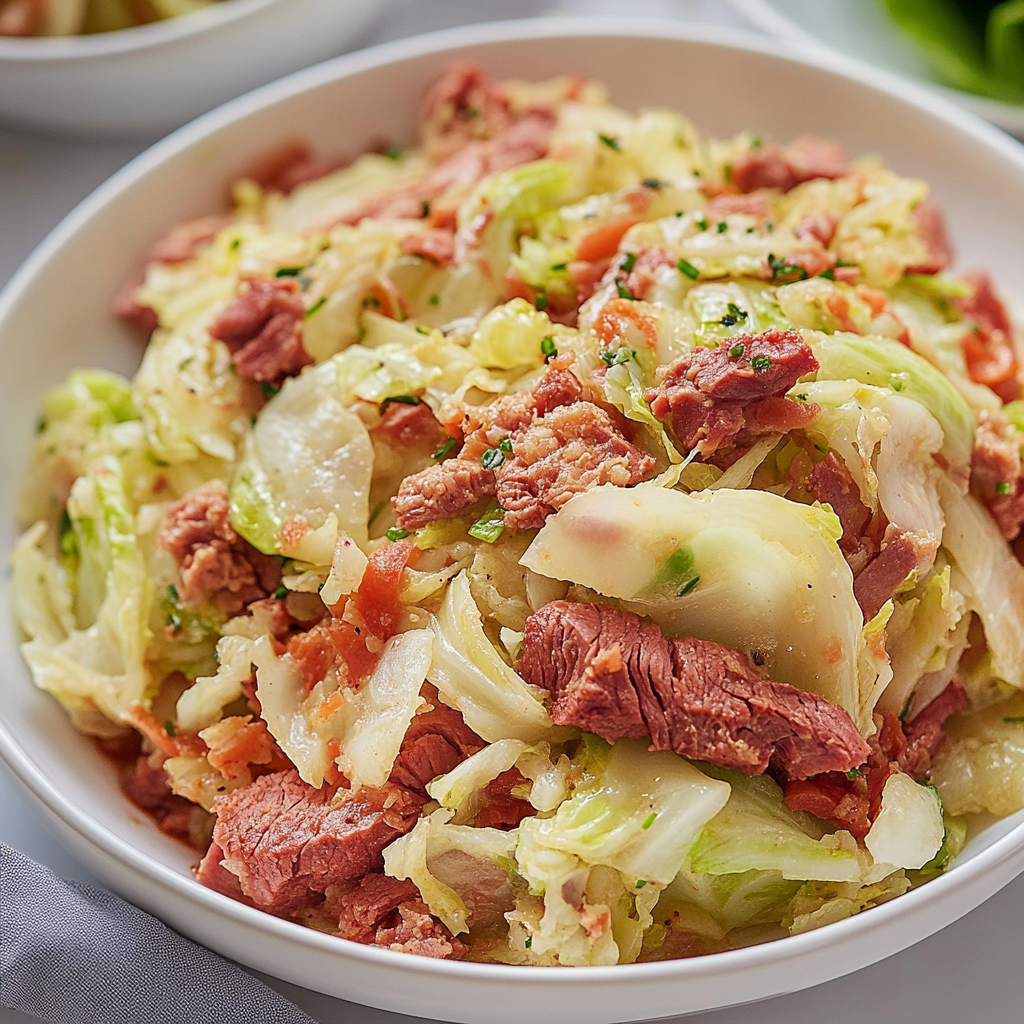 Recipe preparation for corned beef and cabbage