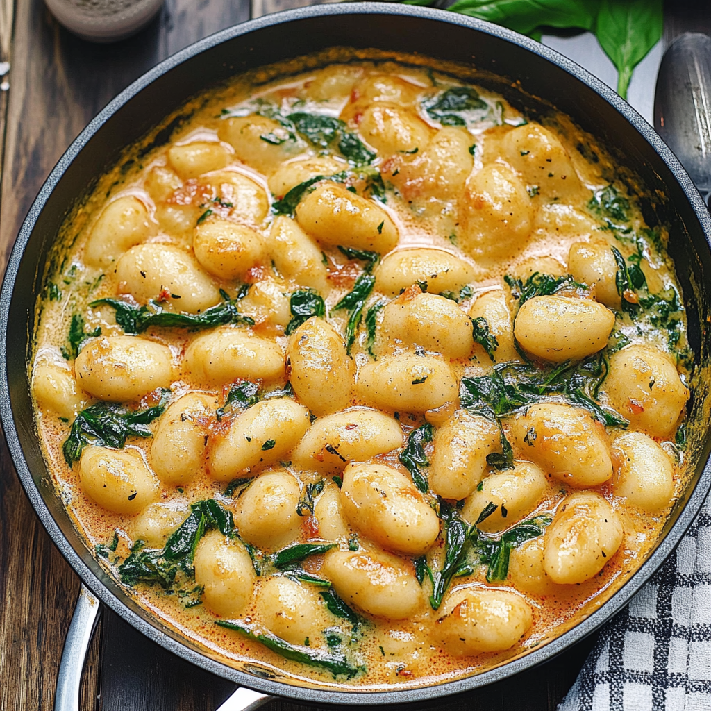 Recipe preparation for Creamy Spinach Gnocchi