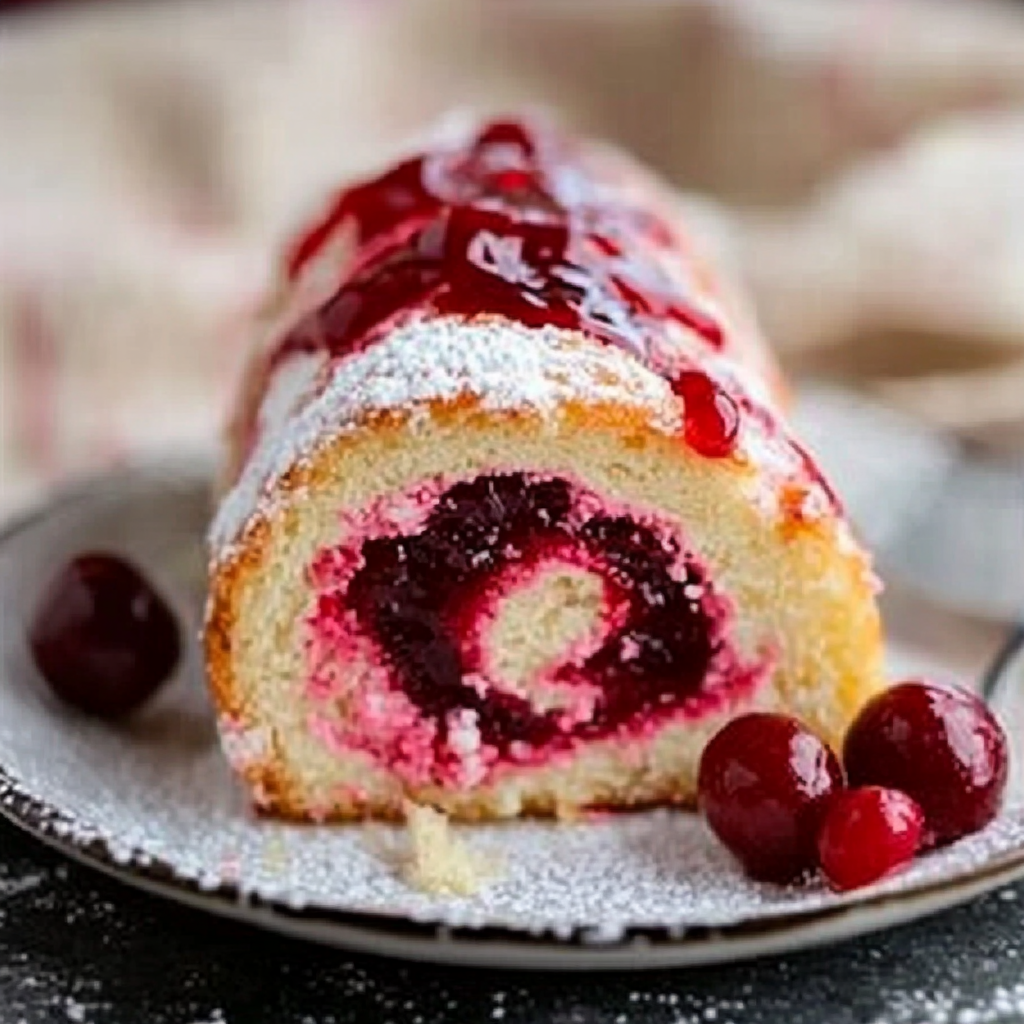 Recipe preparation for cherry cheesecake cake roll