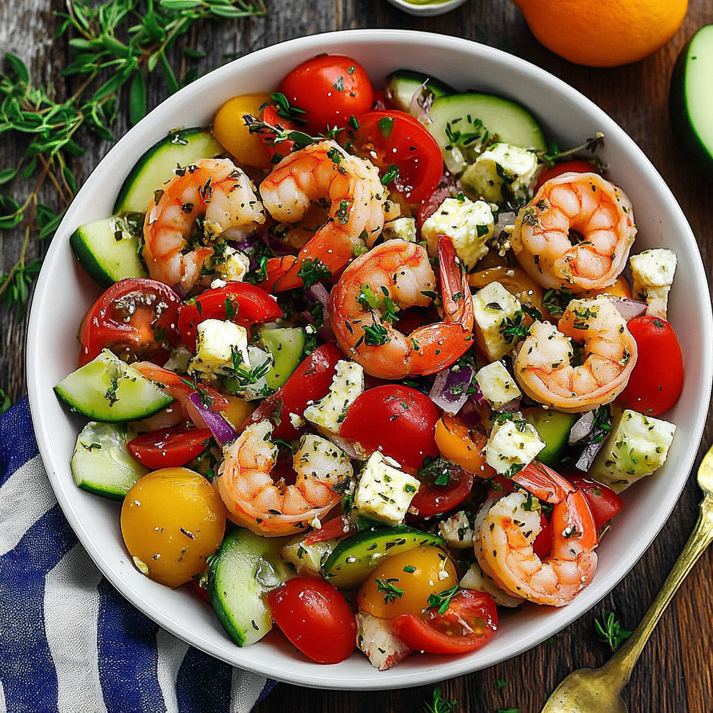 Recipe preparation for Greek Shrimp Salad