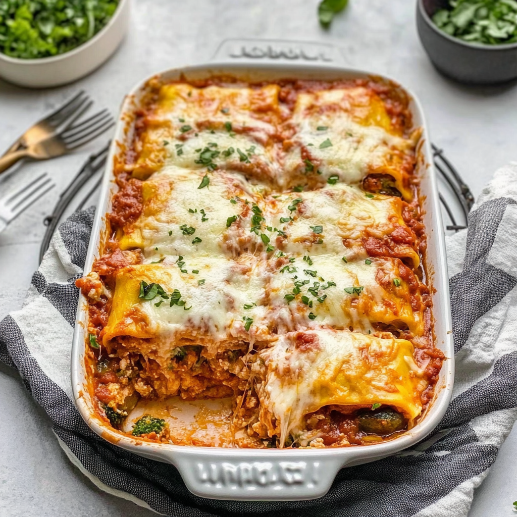 Recipe preparation for Protein Veggie Lasagna