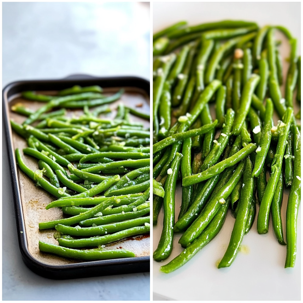 Recipe preparation for Roasted Green Beans