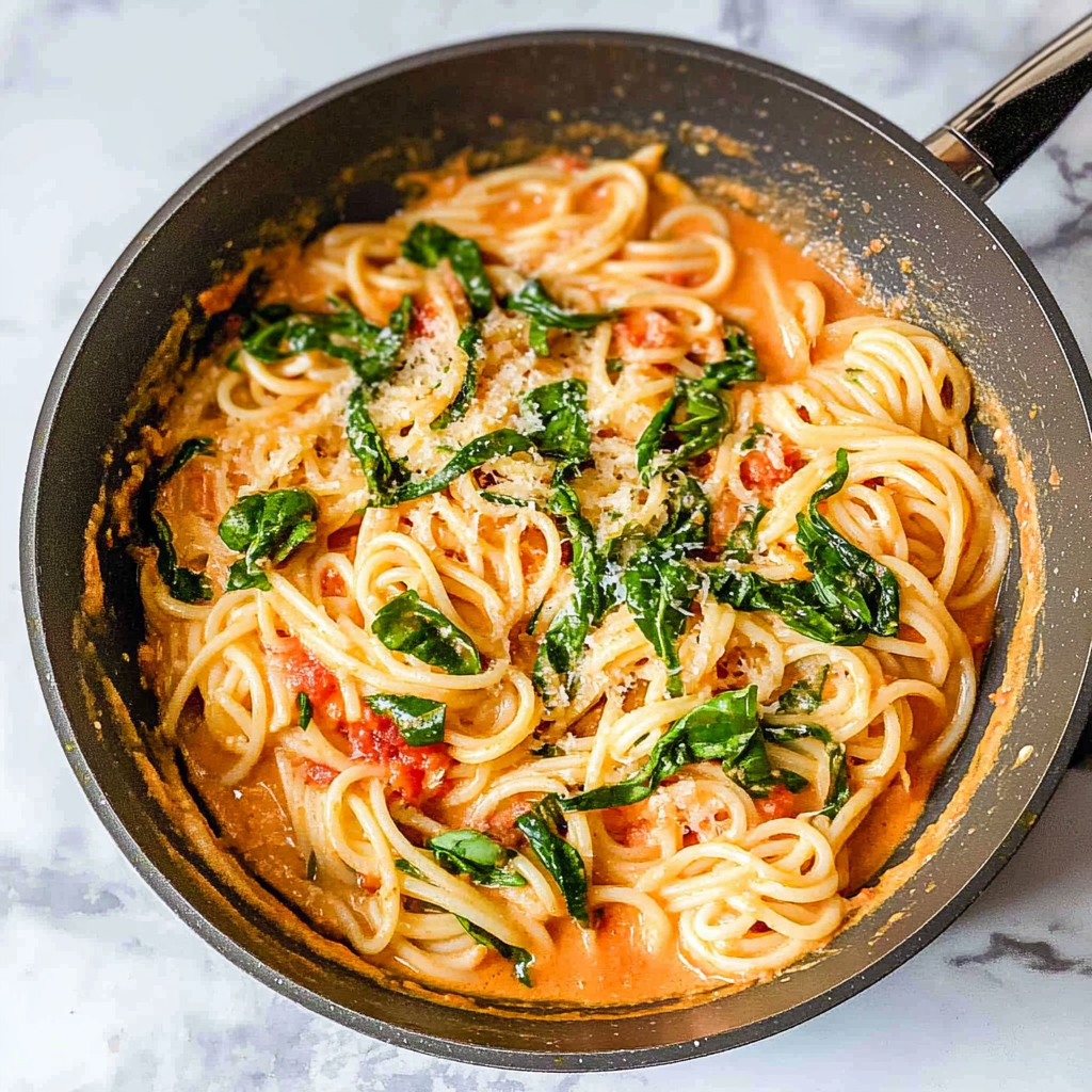 Recipe preparation for one pot creamy tomato pasta