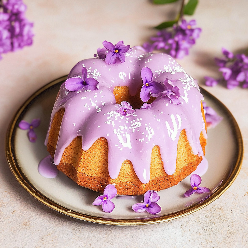 Recipe preparation for Lilac Bundt Cakes