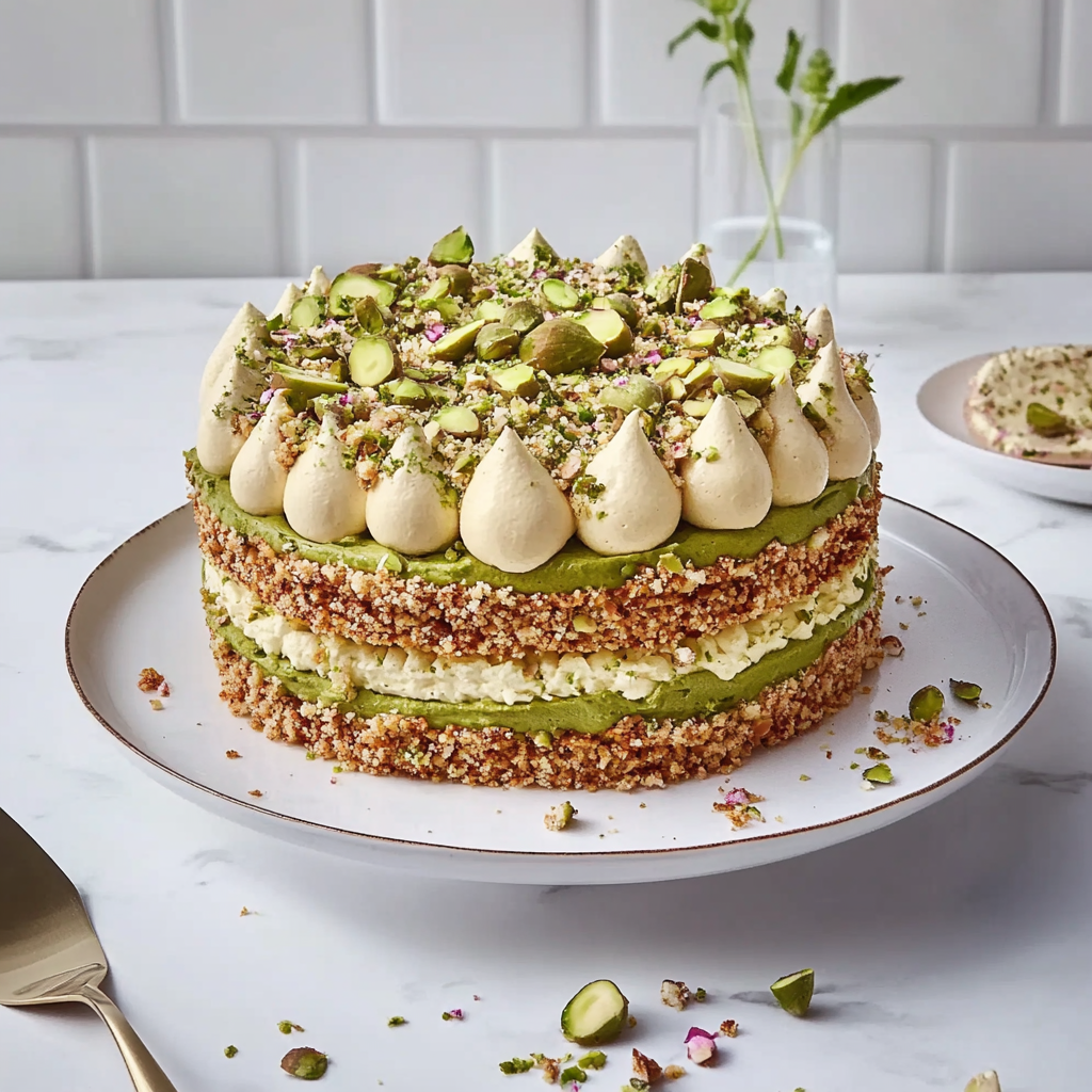 Recipe preparation for Pistachio Dacquoise