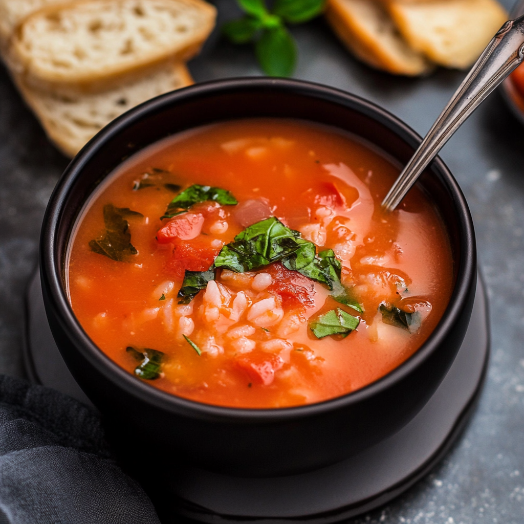 Recipe preparation for Tomato Rice Soup