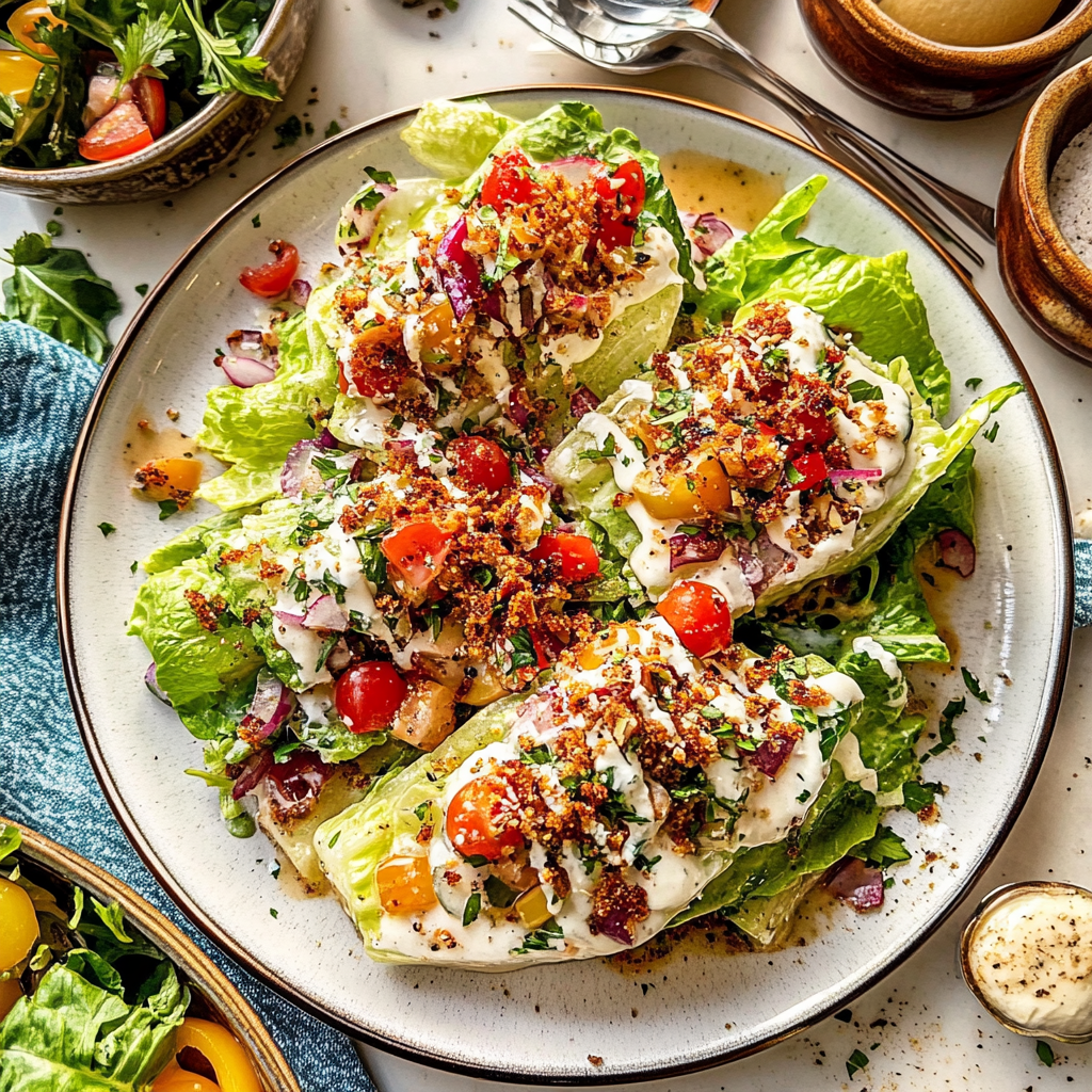 Recipe preparation for Loaded Wedge Salad