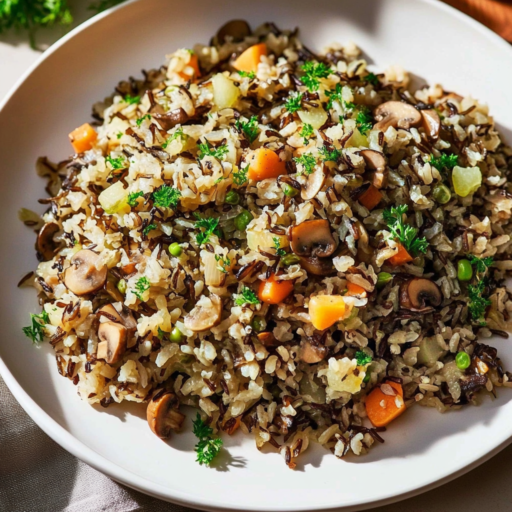 Recipe preparation for Wild Rice and Mushroom Pilaf