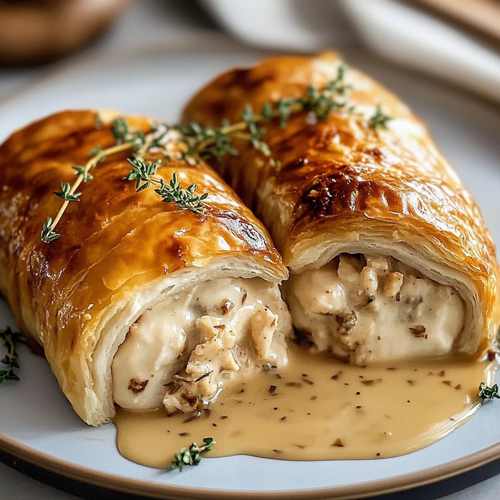 Recipe preparation for Chicken Wellington with Dijon Sauce
