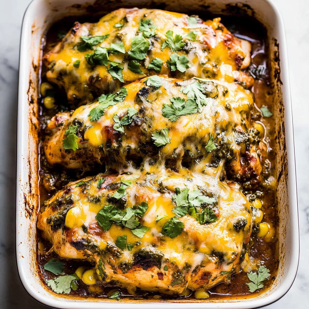 Recipe preparation for Salsa Verde Baked Chicken