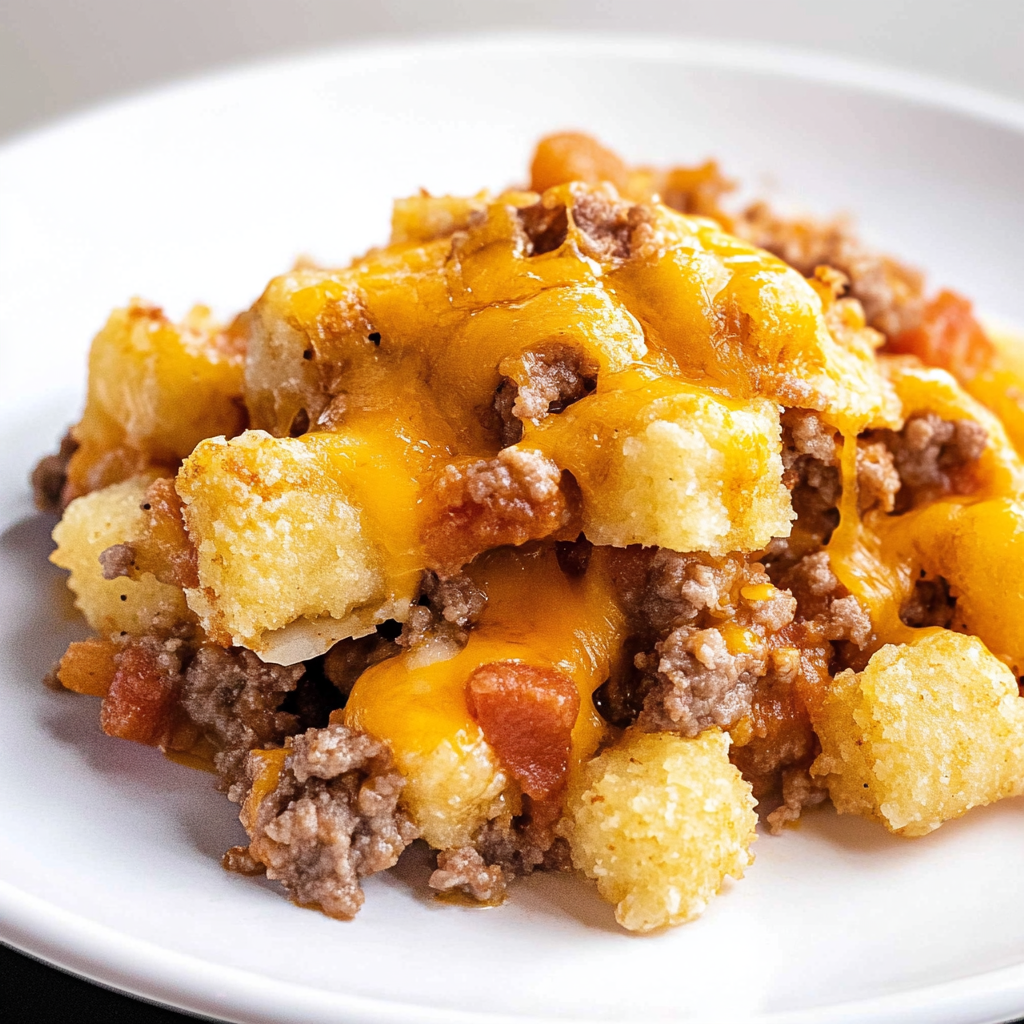 Recipe preparation for cheeseburger tater tot casserole